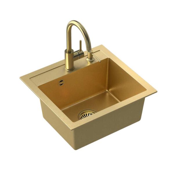 ART JOHNNY 110 (50x47x18.5) Art Gold with manual siphon, Naomi faucet and dispenser – gold