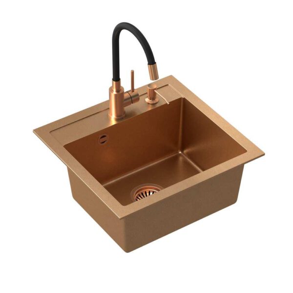 ART JOHNNY 110 (50x47x18.5) Art Copper with manual siphon, Maggie faucet and copper dispenser