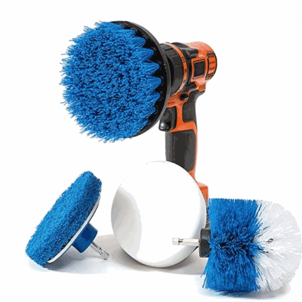 RevoClean 4 Piece Scrub Brush Power Drill Attachments-All Purpose Time Saving Kit